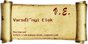 Varsányi Elek névjegykártya